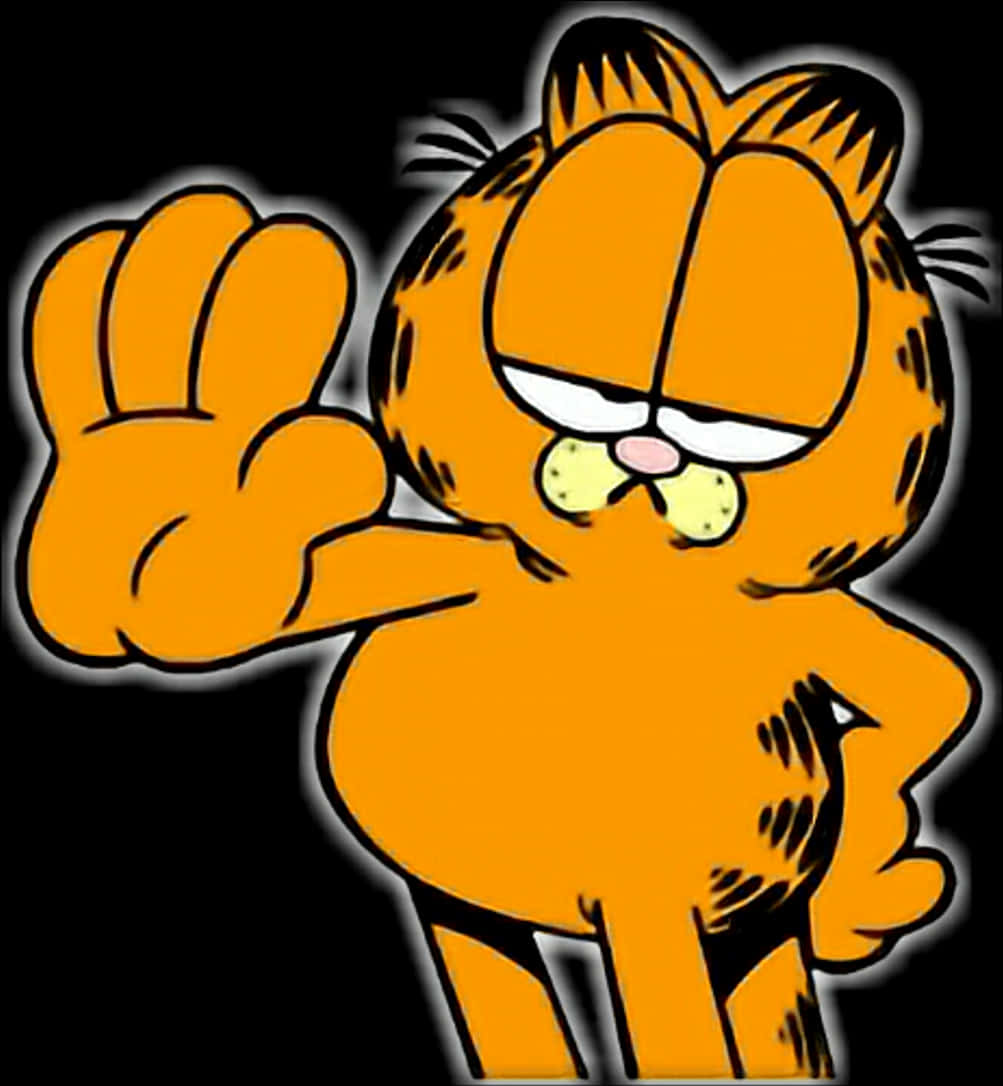 Garfield Peace Sign Gesture PNG with transparent background