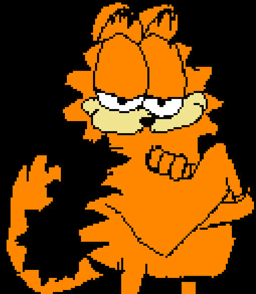 Garfield Pixel Art Classic Pose PNG with transparent background