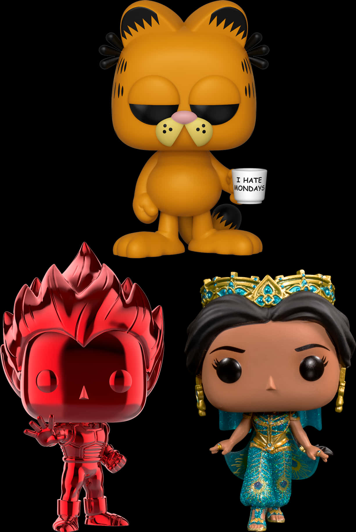 Garfieldand Various Funko Pop Figures PNG with transparent background