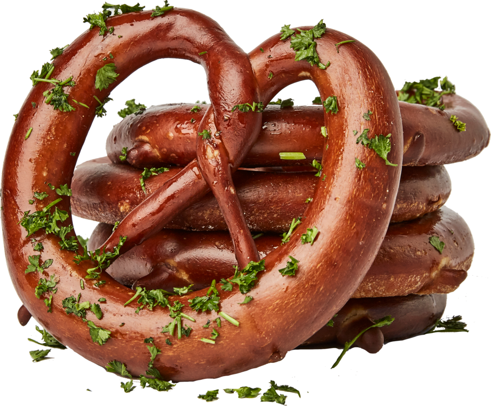 Garnished Soft Pretzels Stacked