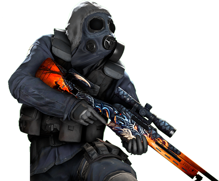 Gas Mask Soldierwith Rifle PNG with transparent background
