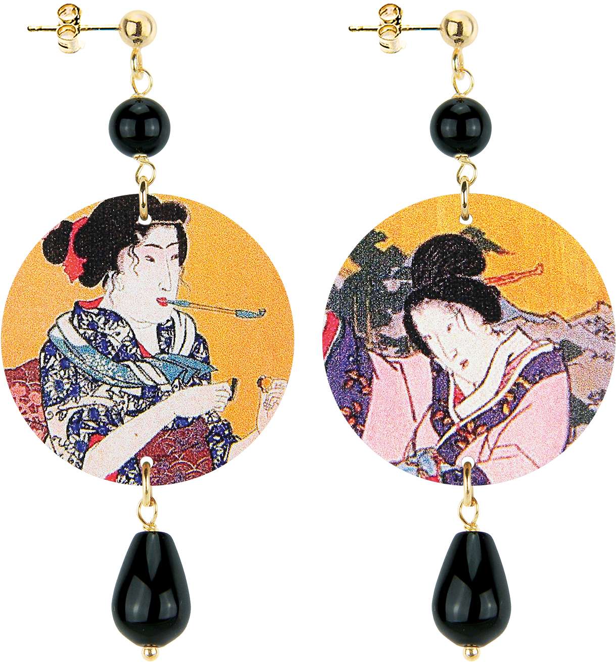 Geisha Art Earrings PNG with transparent background