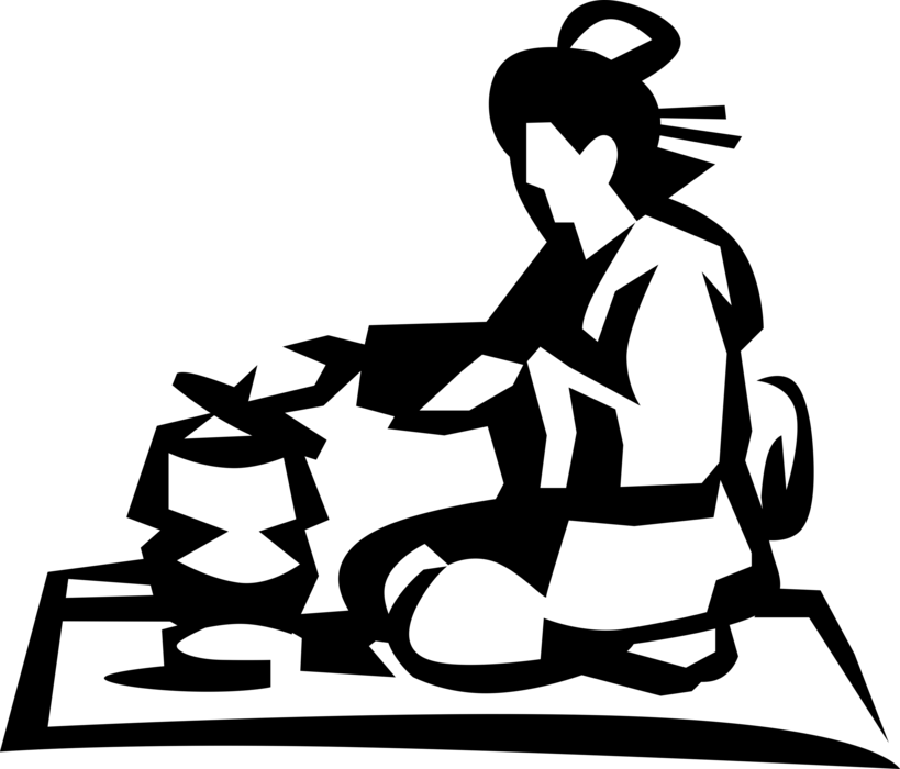 Geisha Silhouette Tea Ceremony