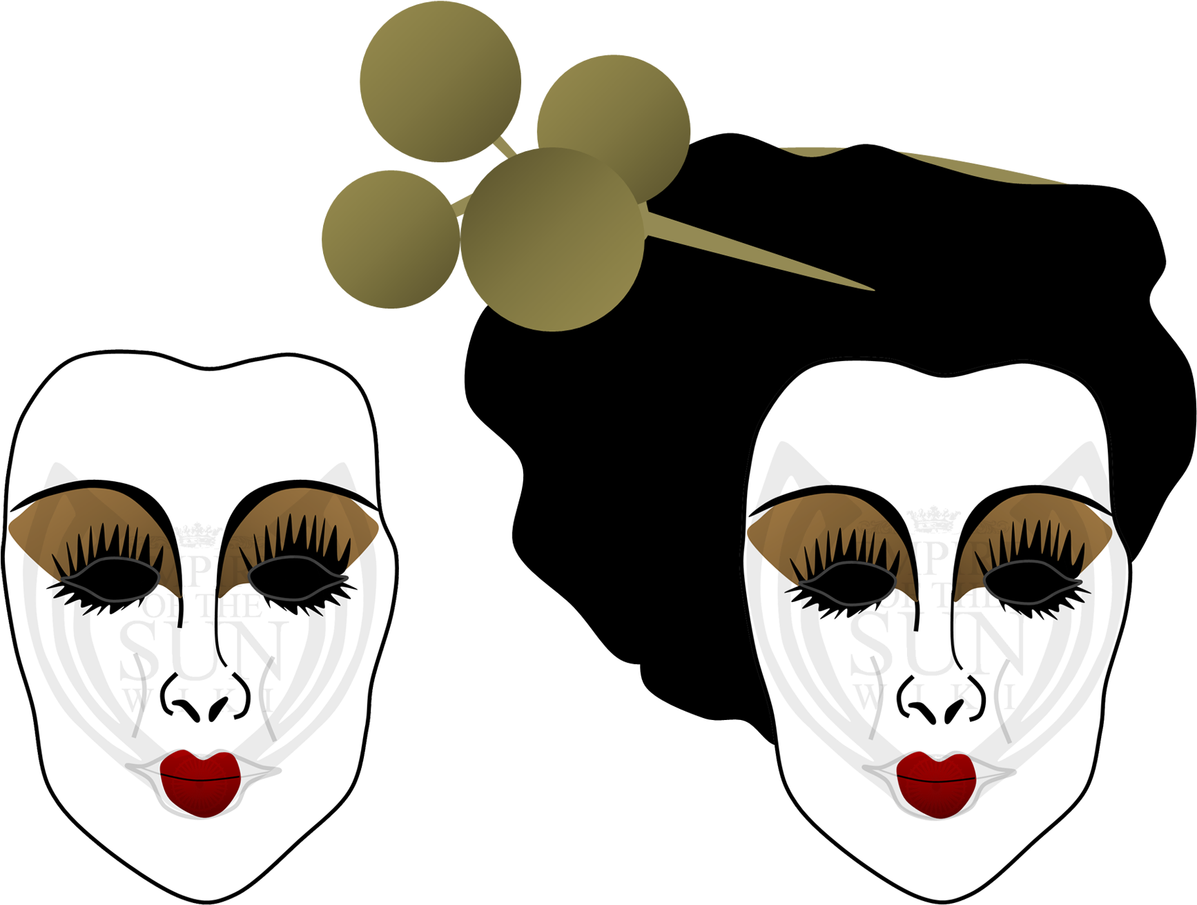 Geisha Traditional Makeupand Hairstyle PNG with transparent background