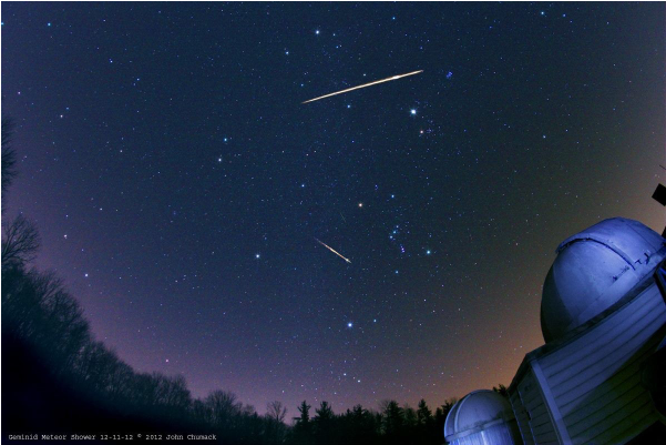 Geminid Meteor Shower Over Observatory