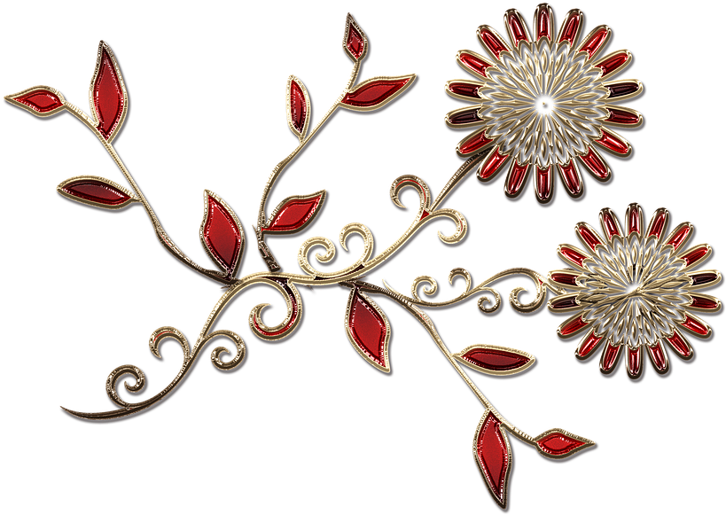 Gemstone Floral Design Artwork PNG image with a transparent background, free high-resolution download