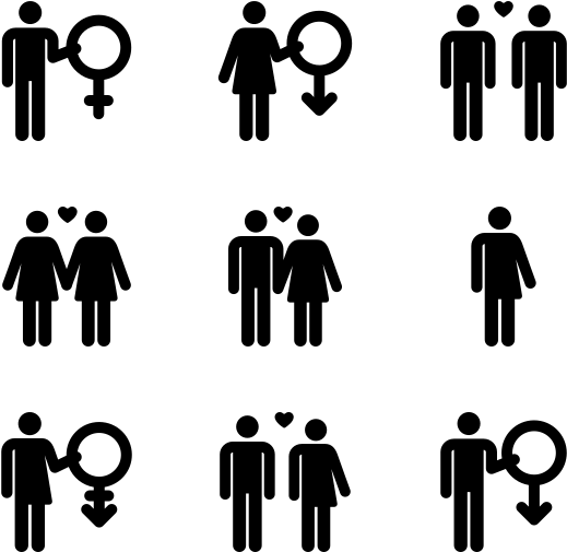 Genderand Relationship Icons Set PNG with transparent background