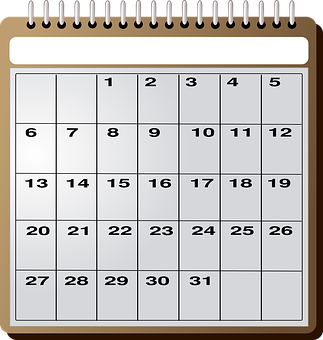 Generic Monthly Calendar Icon PNG with transparent background