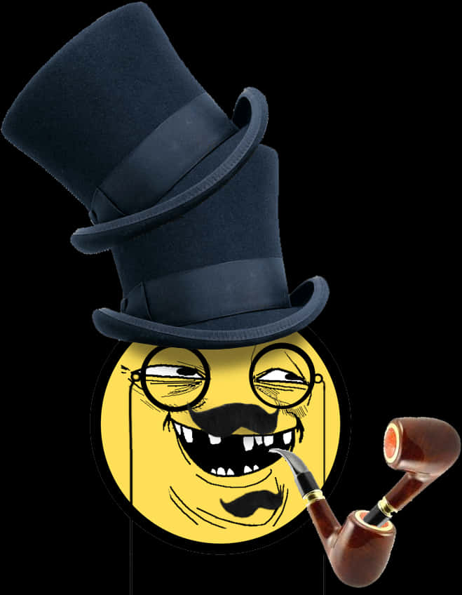 Gentleman Trollfacewith Pipeand Top Hat