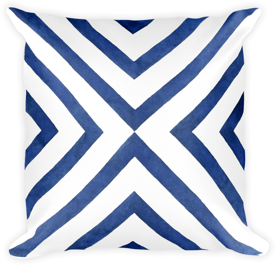 Geometric Blueand White Pillow Design