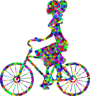 Geometric Girlon Bicycle PNG with transparent background