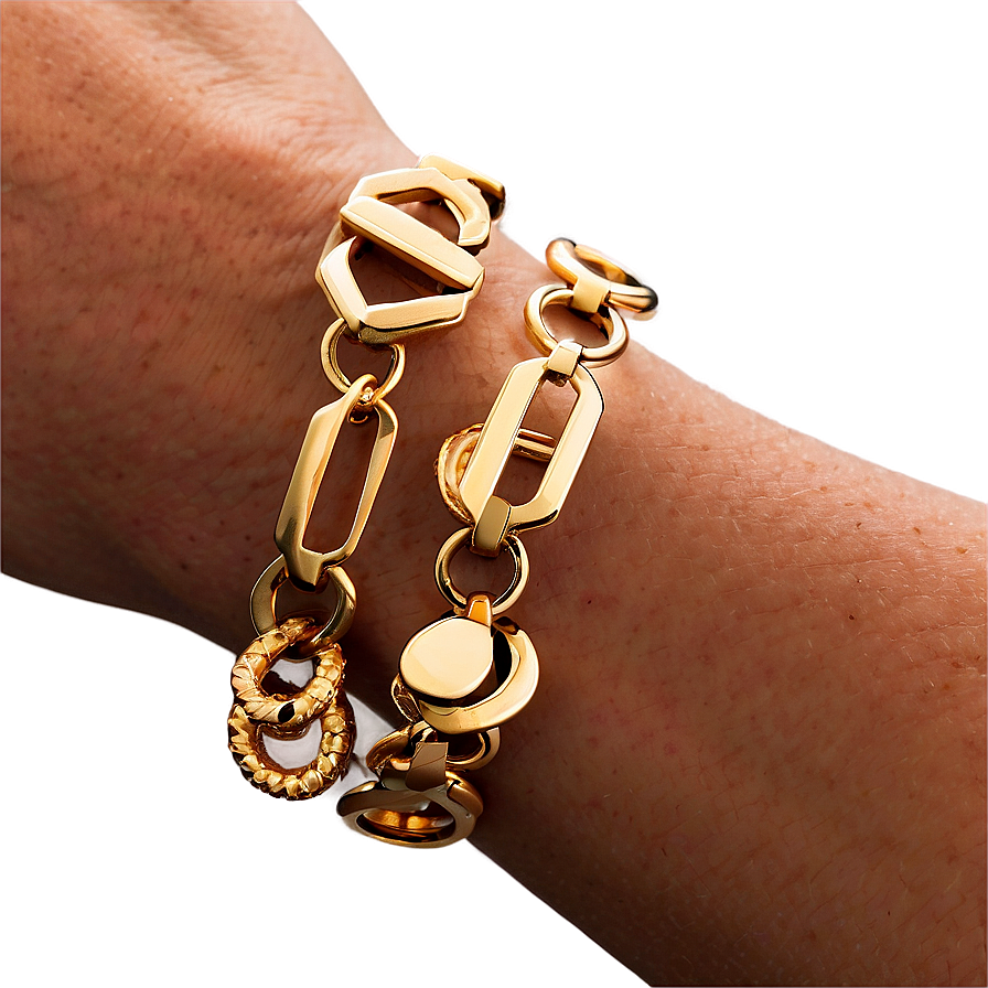 Geometric Gold Bracelet Modern Png Neg