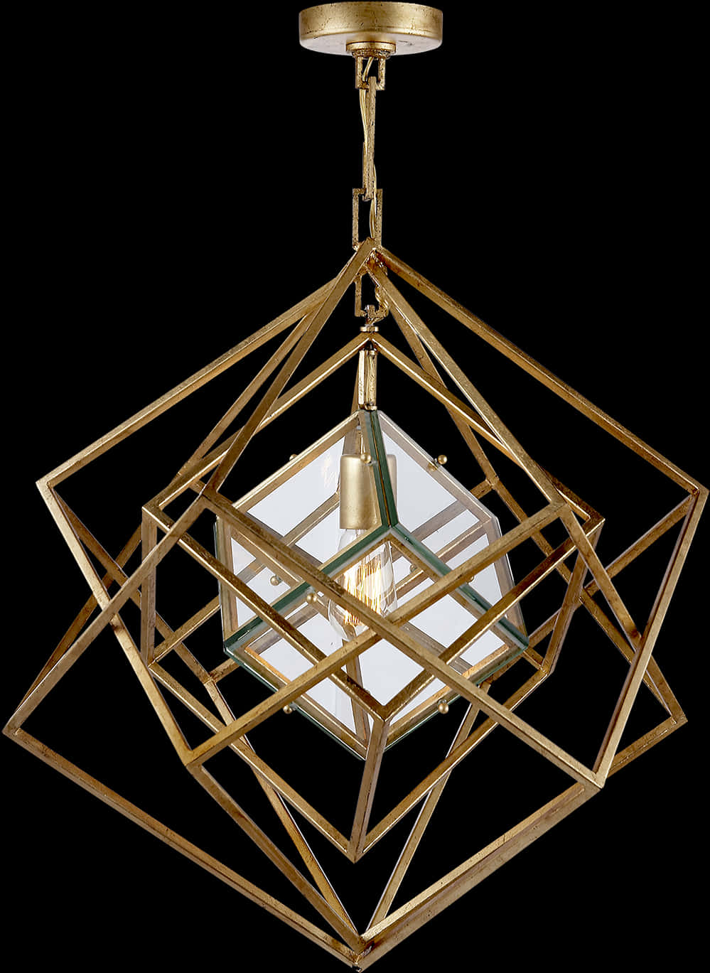 Geometric Gold Chandelier Design