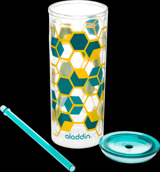 Geometric Pattern Aladdin Tumbler With Strawand Lid