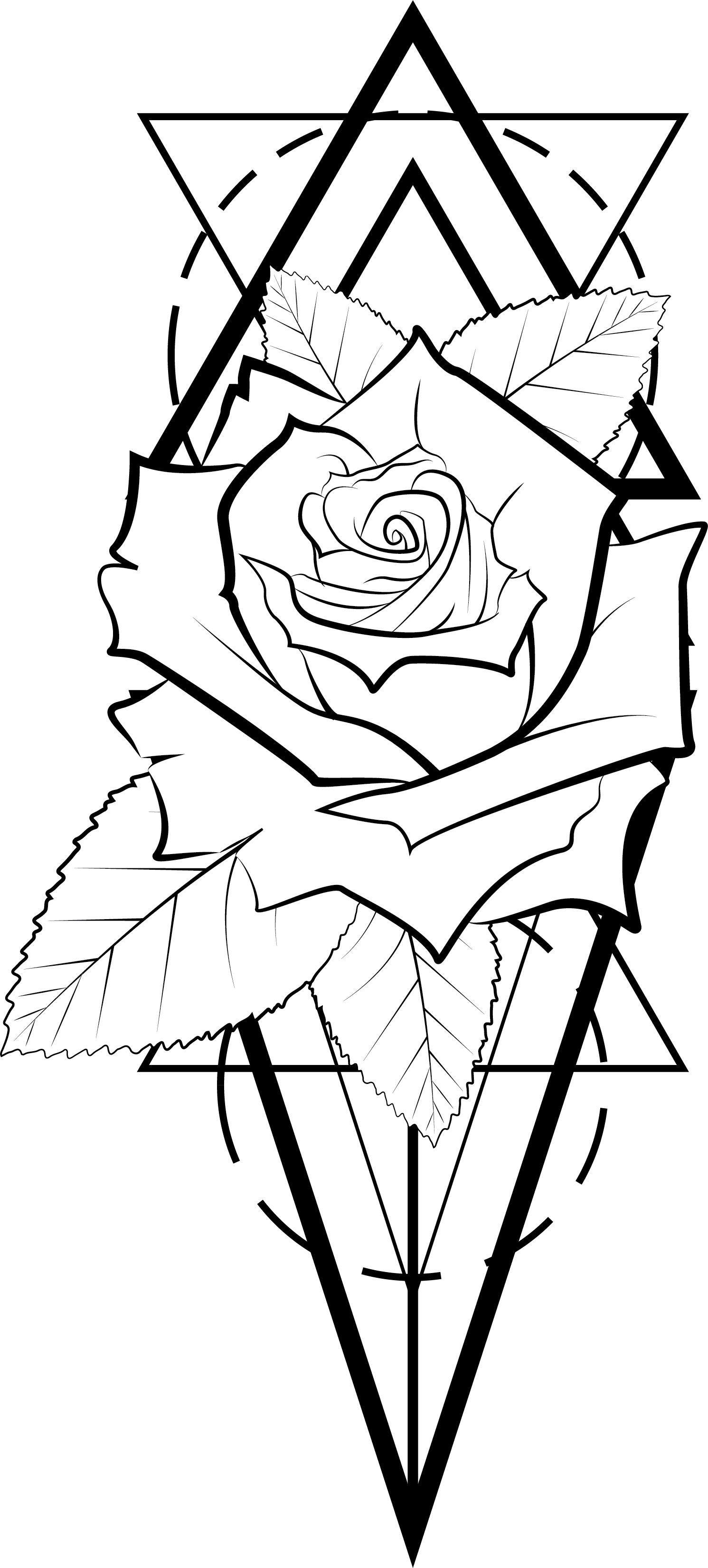 Geometric Rose Tattoo, - Transparent Geometric Tattoo Png, Png Download PNG with transparent background