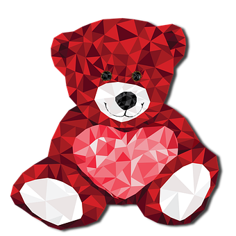 Geometric Valentine Teddy Bear PNG with transparent background
