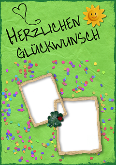 German Birthday Greeting Card PNG with transparent background