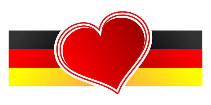 German Flag Heart Banner PNG with transparent background