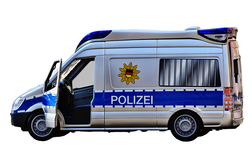 German Police Van Side View PNG with transparent background