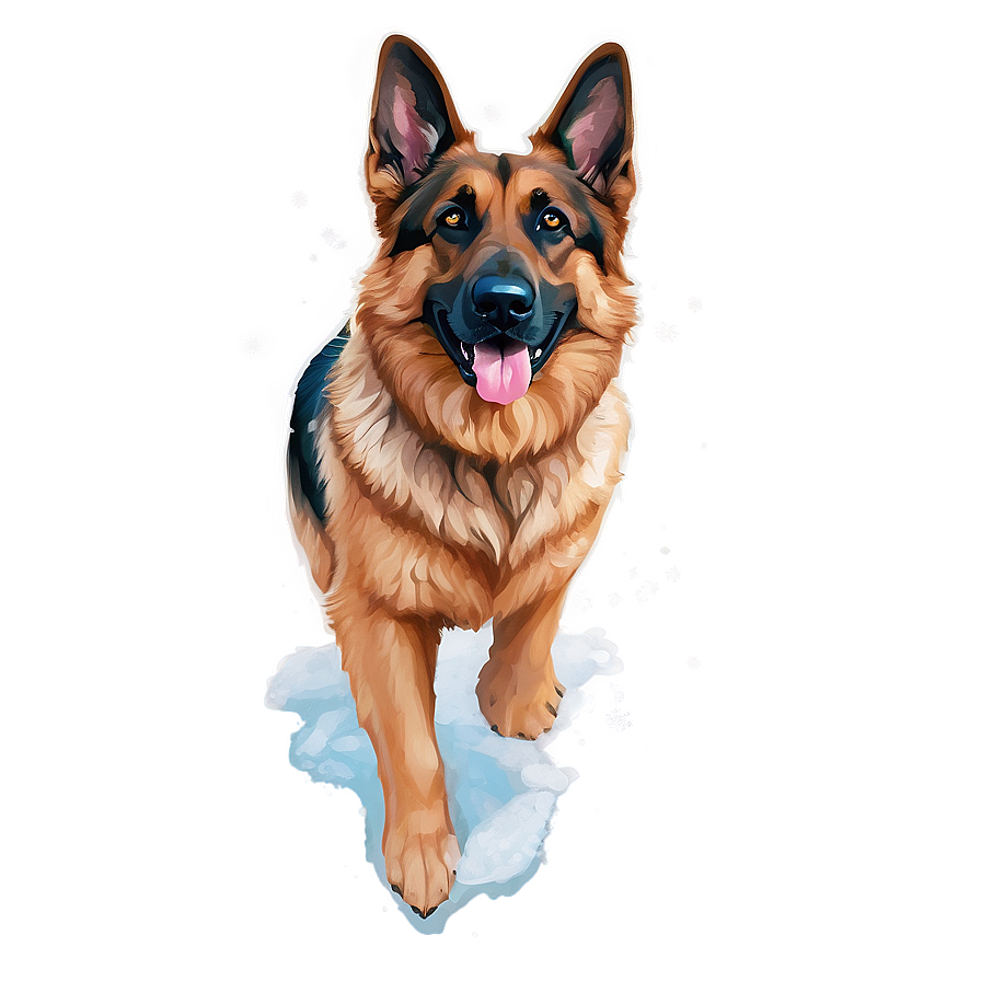 German Shepherd In Snow Png 06112024