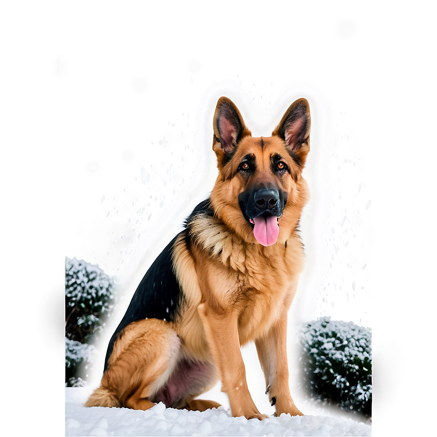 German Shepherd In Snowfall Png 53