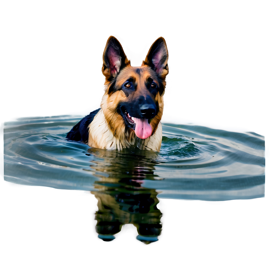 German Shepherd In Water Png Amd