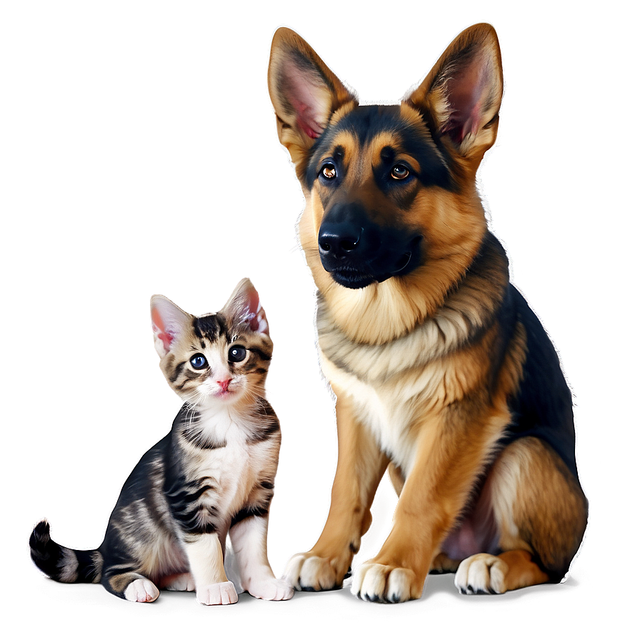 German Shepherd With Kitten Png 06112024