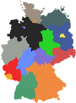 Germany Pixelated Map Color Coded PNG with transparent background