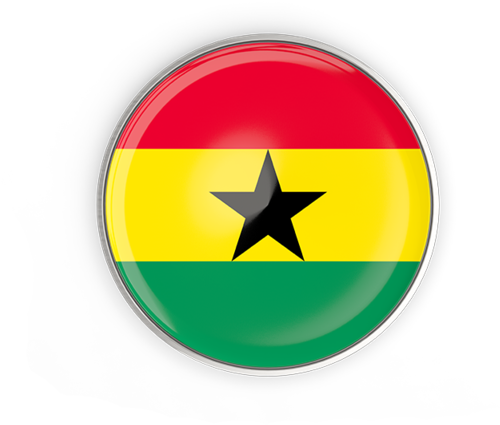 Ghana Flag Button Design PNG with transparent background