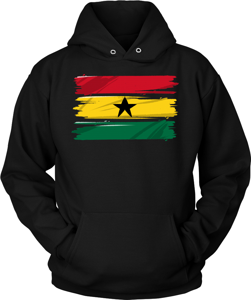 Ghana Flag Hoodie Design PNG with transparent background
