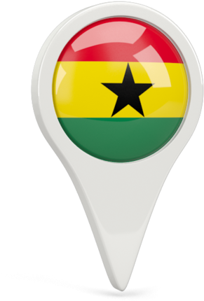 Ghana Flag Map Marker PNG with transparent background