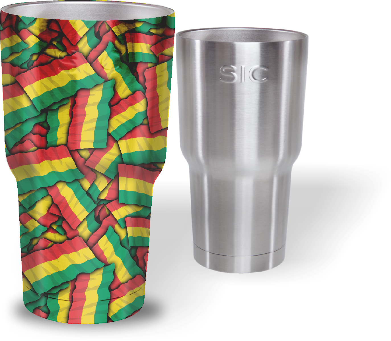 Ghana Flag Printedand Plain Stainless Steel Tumblers PNG with transparent background