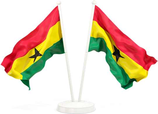 Ghana Flags Crossed Stand PNG with transparent background