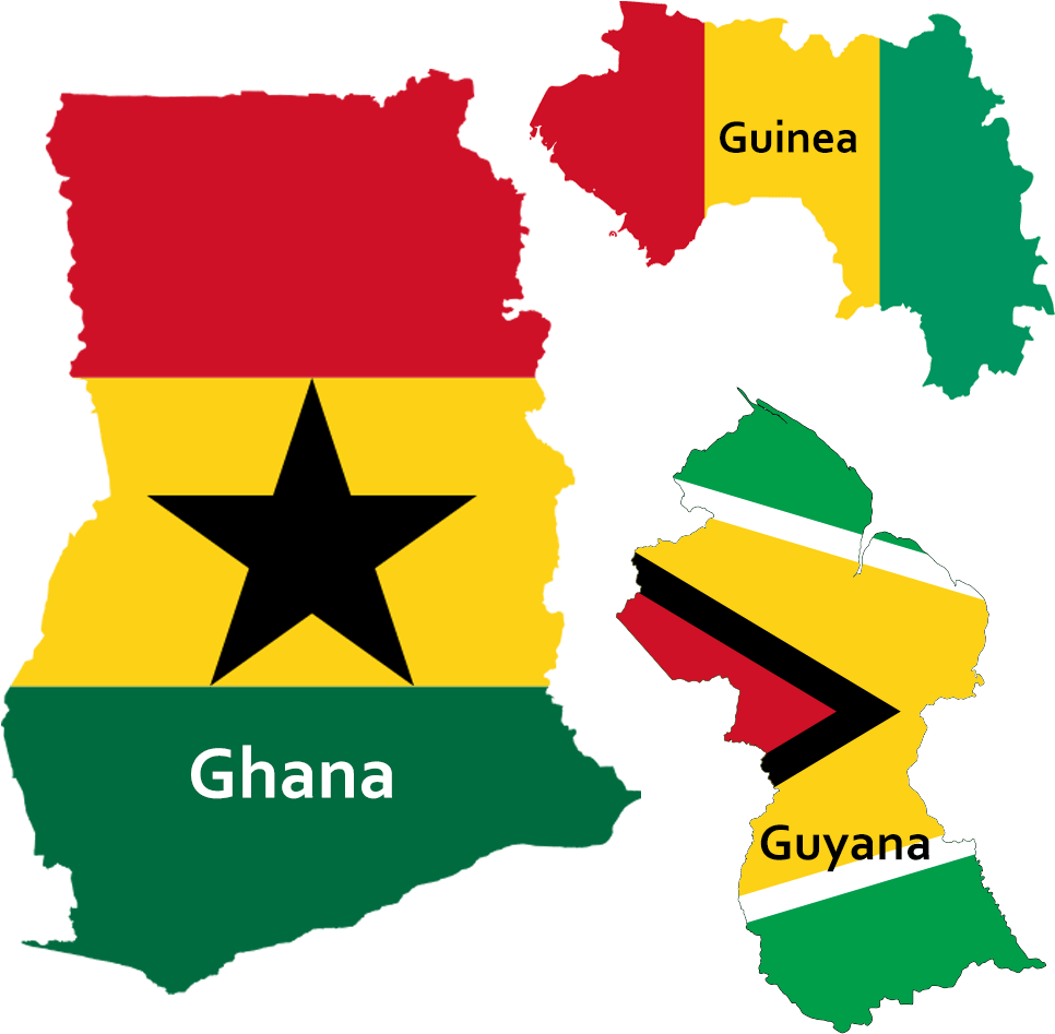 Ghana Guinea Guyana Flags Maps PNG with transparent background