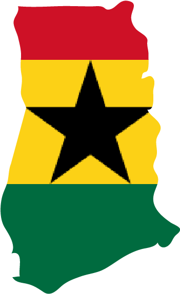 Ghana Map Outlined With Flag Colors PNG with transparent background