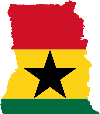 Ghana Map Outlined With Flag Colors