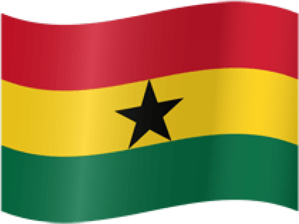 Ghana National Flag Waving PNG with transparent background