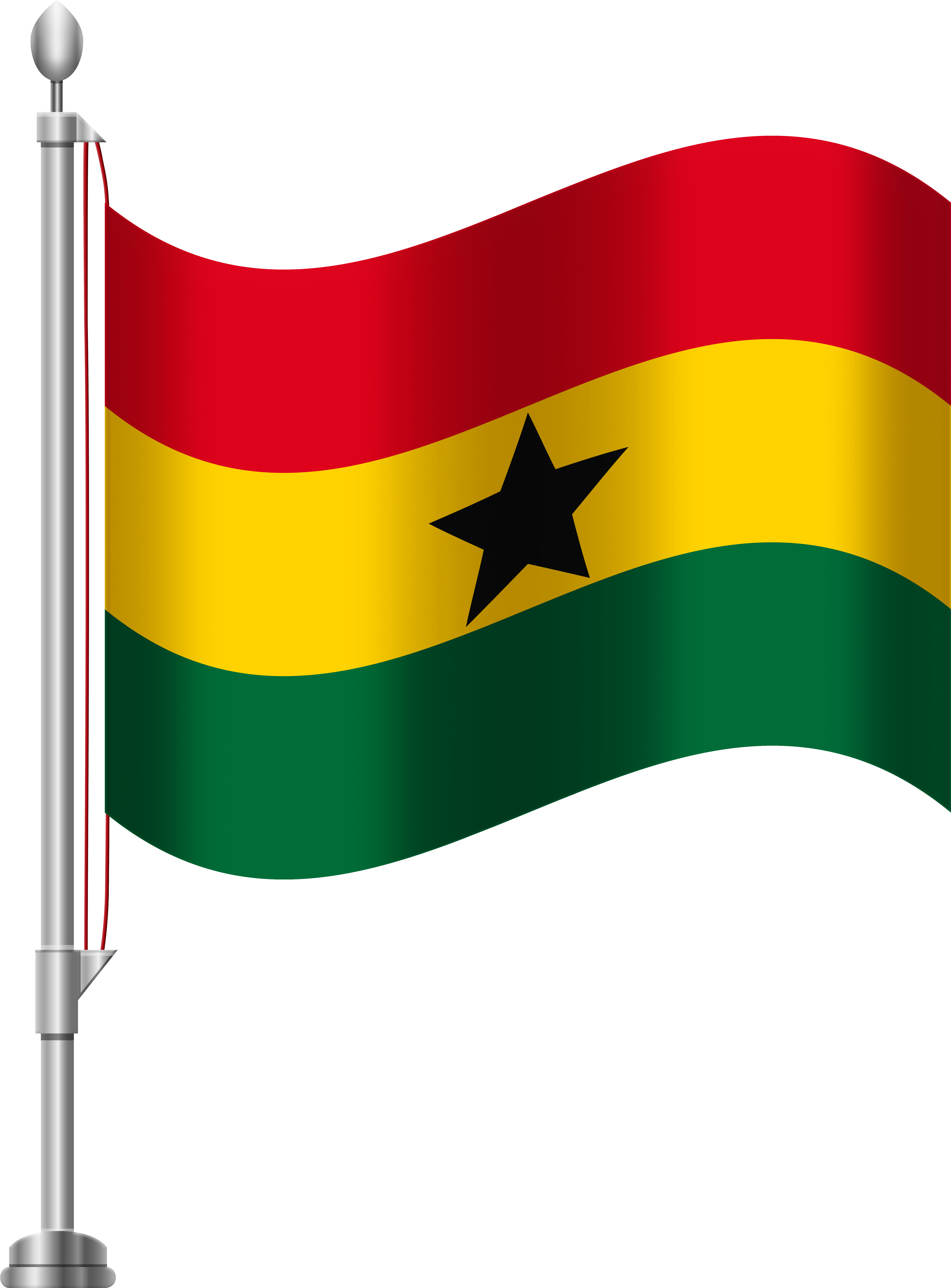 Ghana National Flag Waving PNG with transparent background