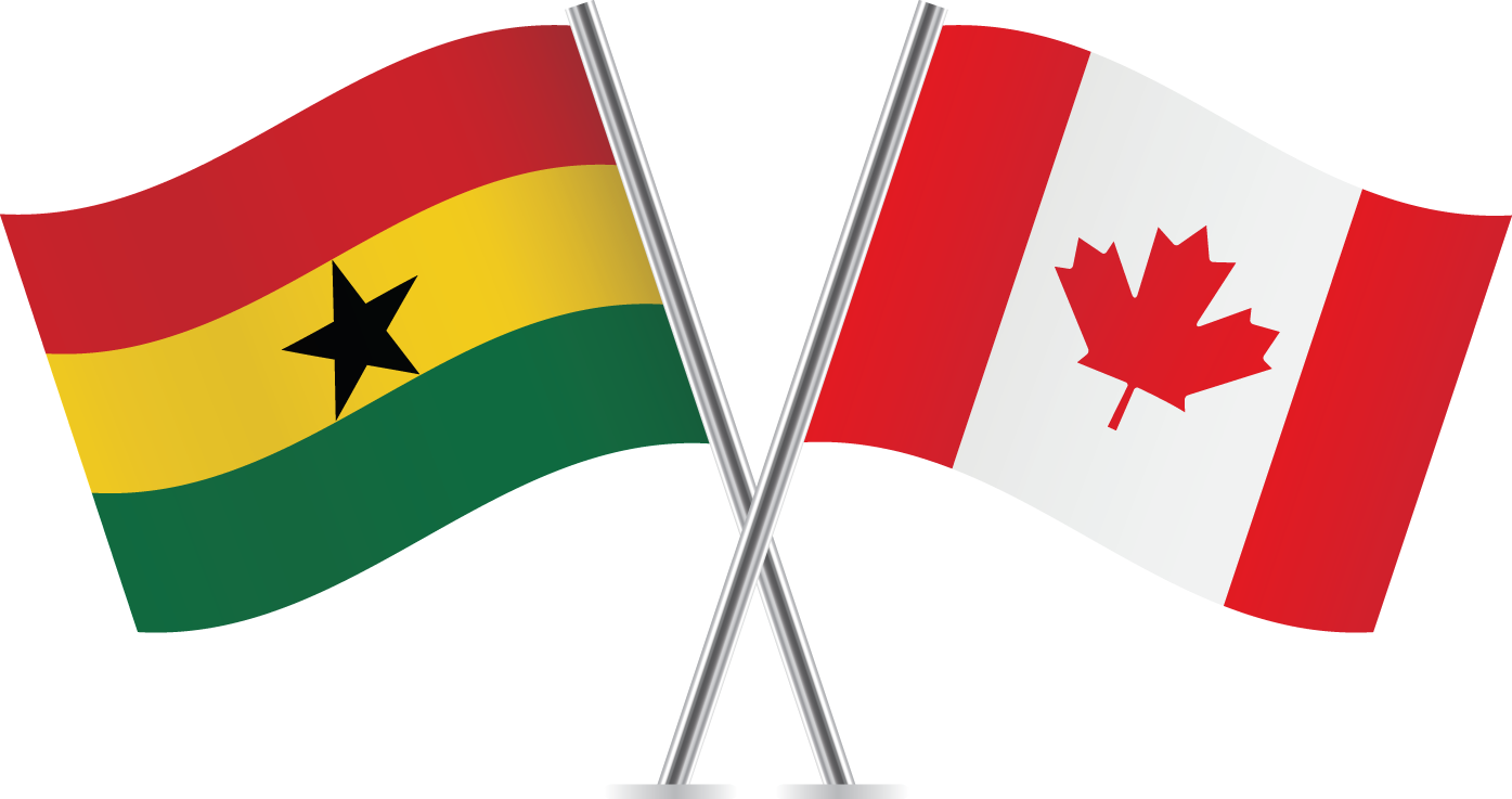 Ghanaand Canada Flags Crossed PNG with transparent background