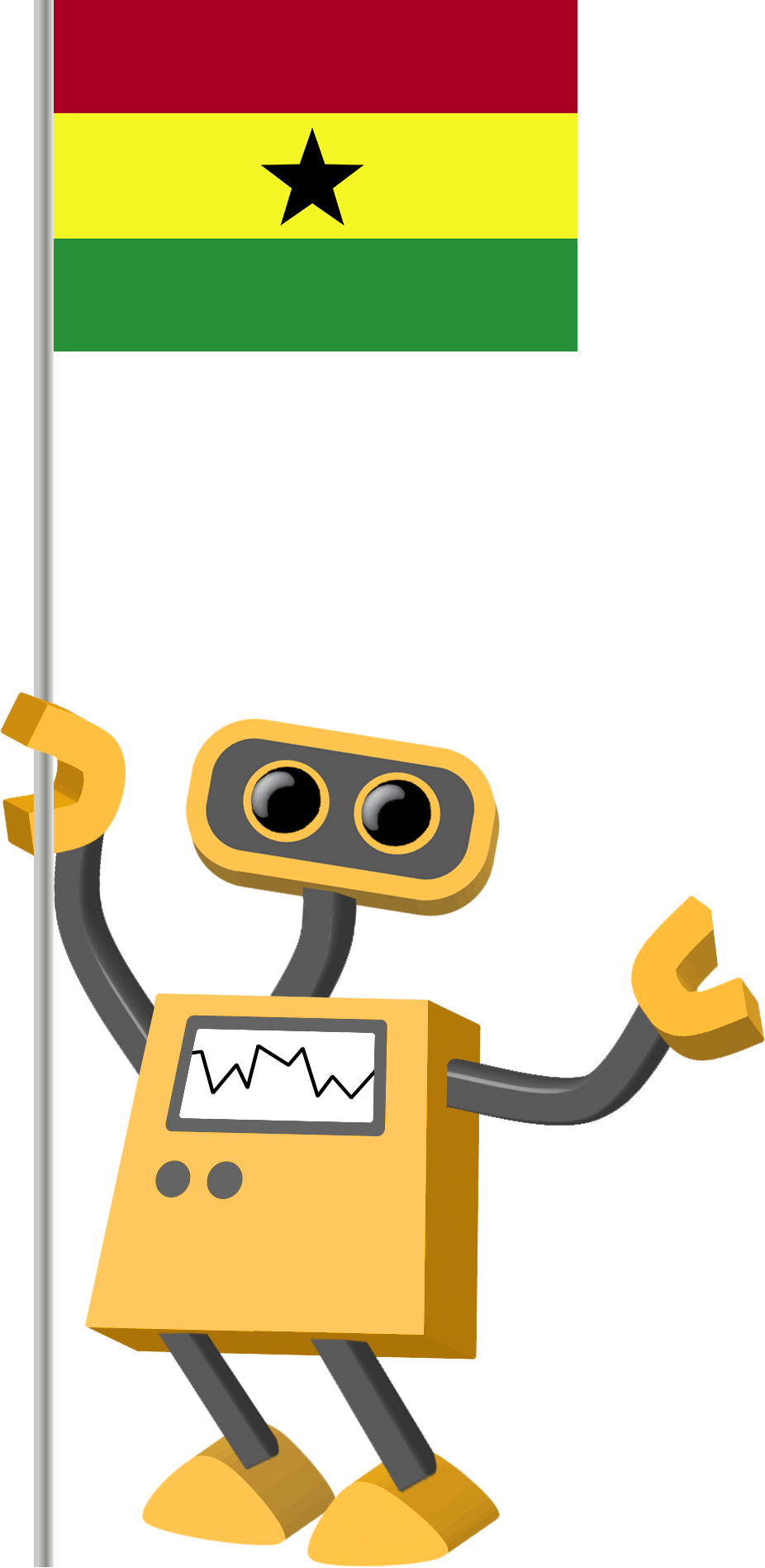 Ghanaian Flagand Cartoon Robot PNG with transparent background