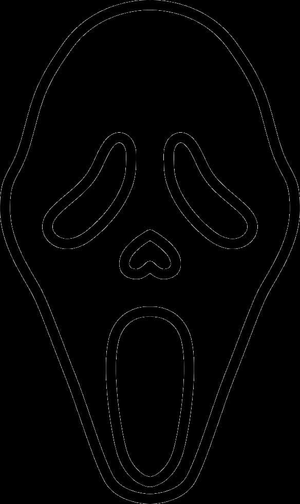 Ghostface Mask Outline PNG with transparent background