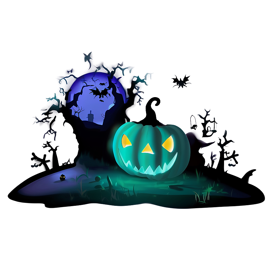 Ghostly Scary Pumpkin Scene Png Wfh