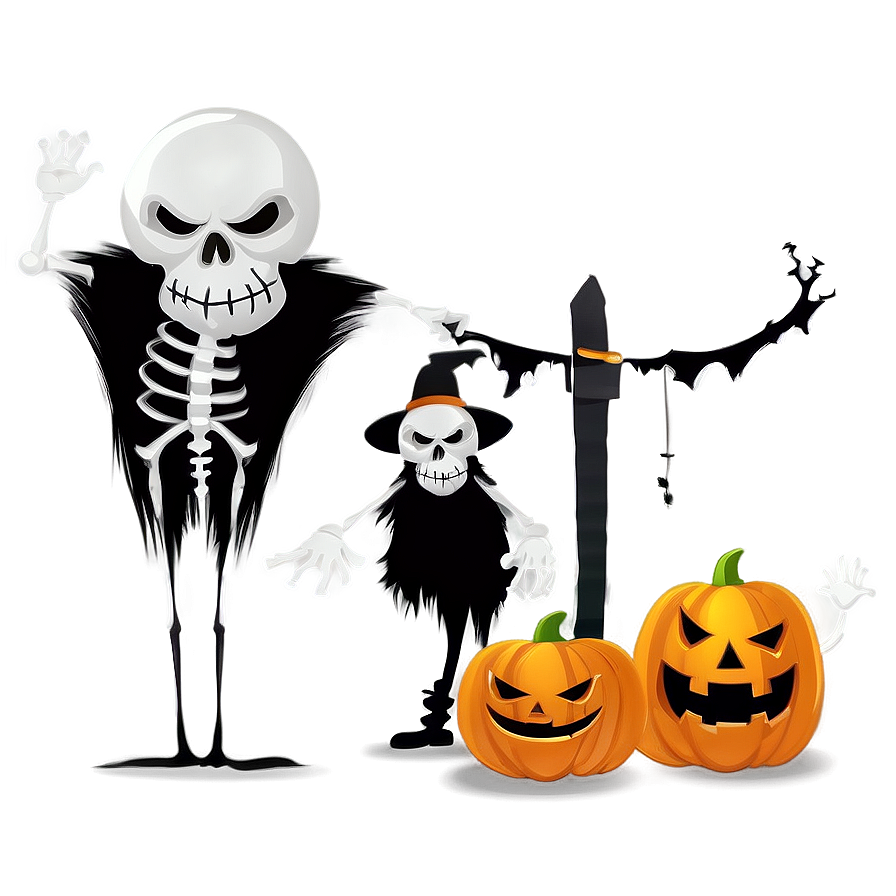 Ghoulish Halloween Cartoon Gathering Png 6