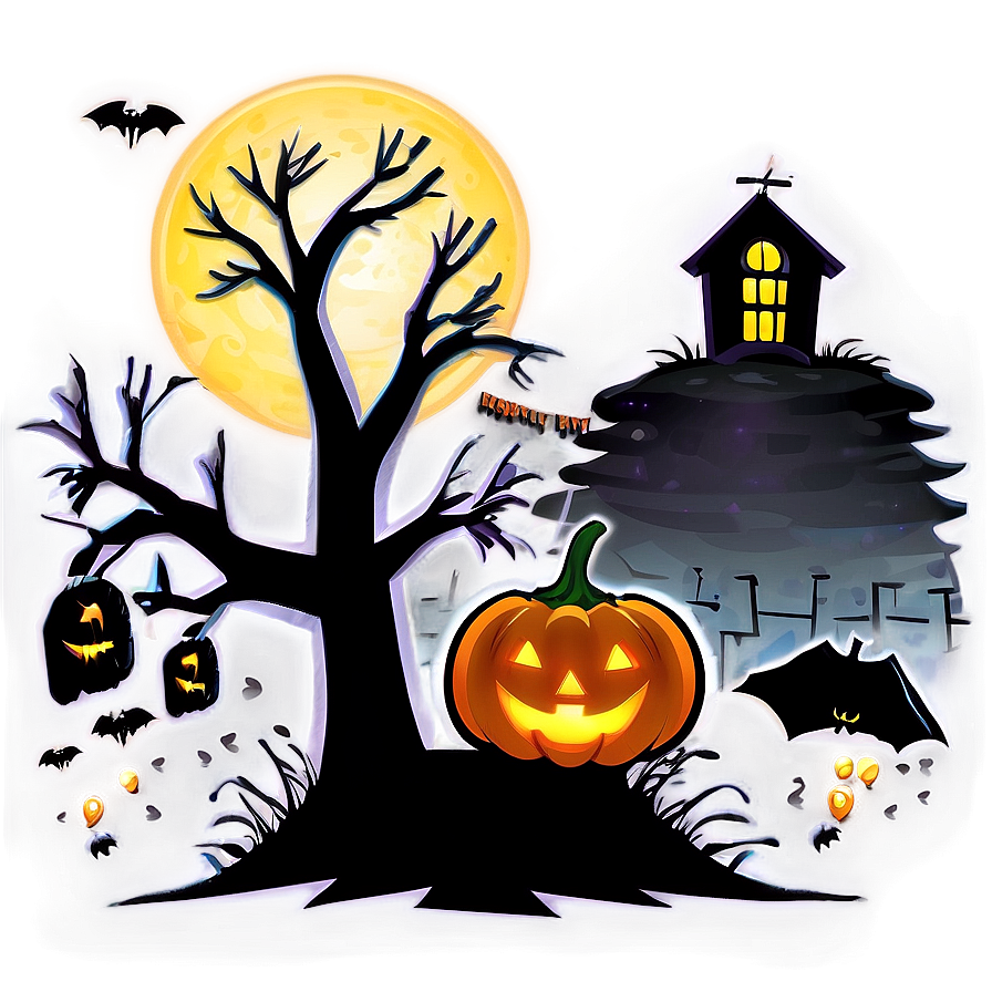 Ghoulish Halloween Cartoon Gathering Png 64