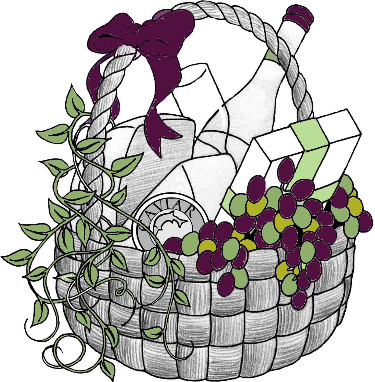 Gift Basket Illustration PNG with transparent background
