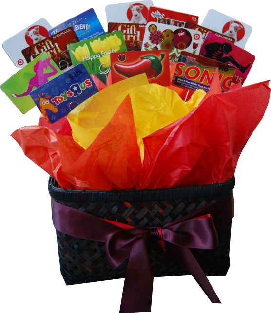 Gift Card Basket Variety Pack PNG with transparent background