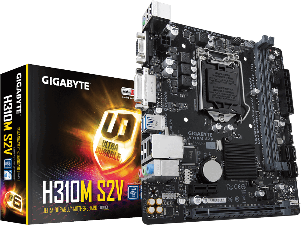 Gigabyte H310m S2v Micro Atx Lga1151 Motherboard, HD Png Download PNG with transparent background