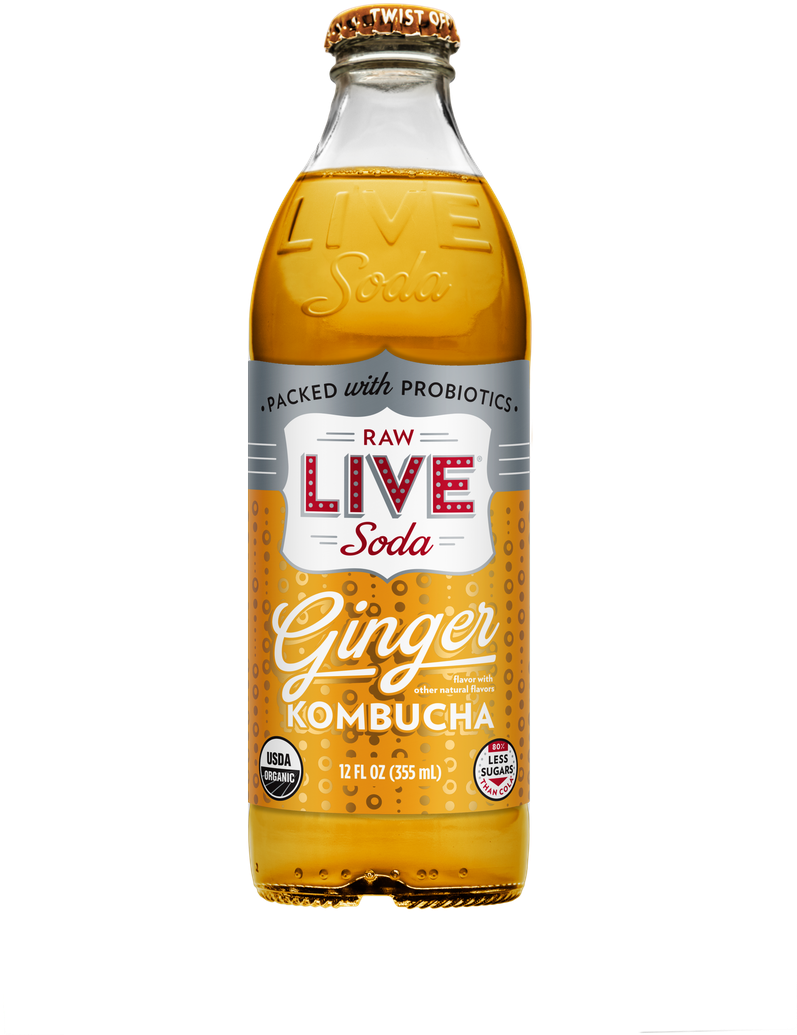 Ginger Kombucha Live Soda Bottle PNG with transparent background