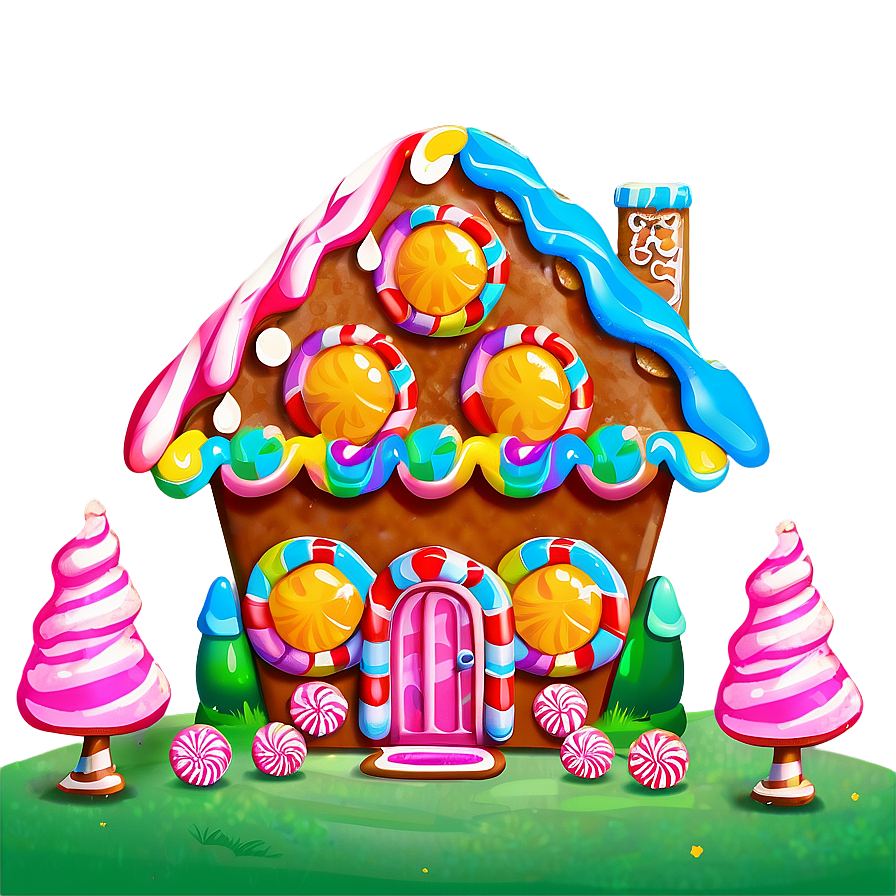 Gingerbread House In Candy Land Png Eib