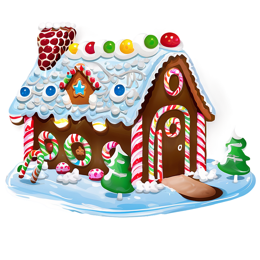 Gingerbread House Night Png Vlv23